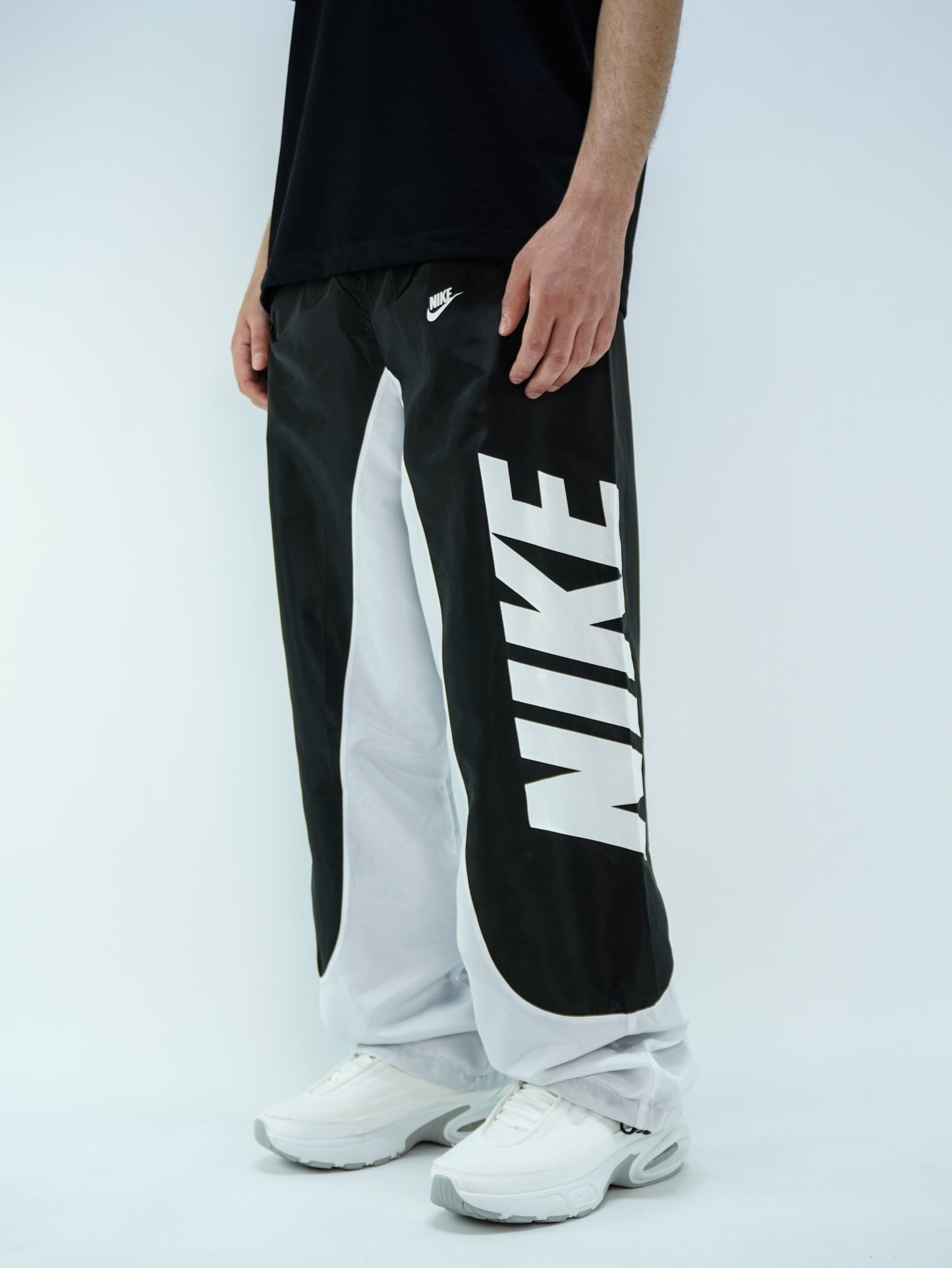 Black baggy track pants