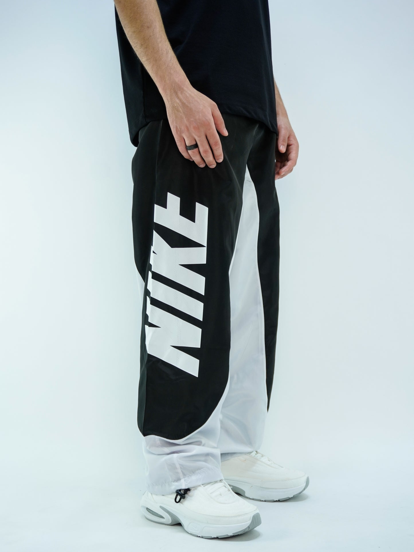 Black baggy track pants