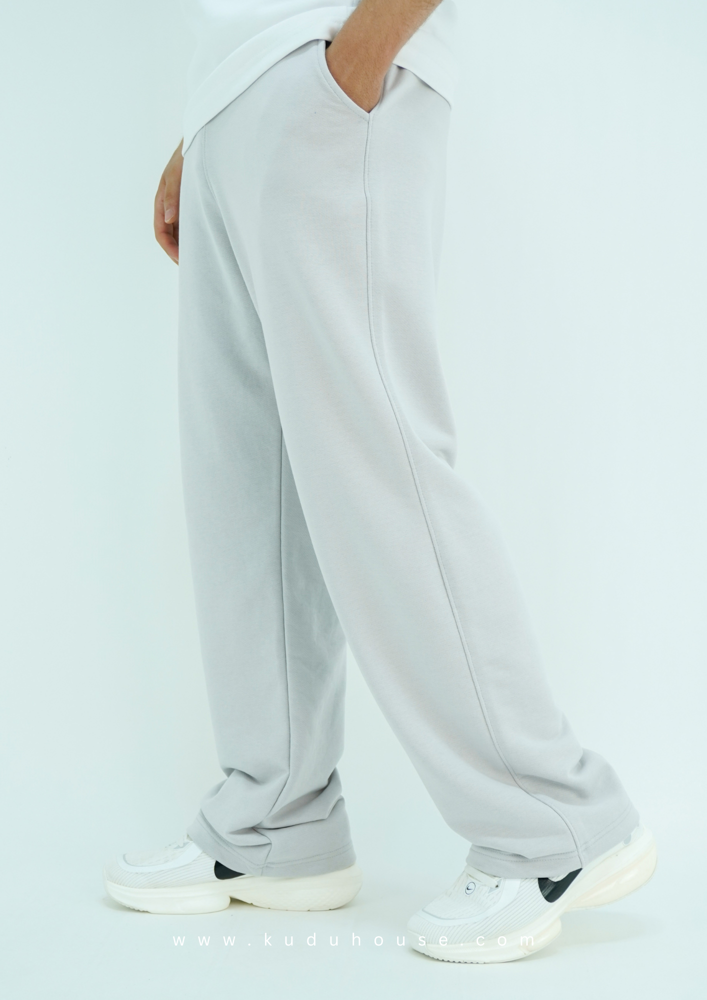 Dusty grey - Basic baggy pants
