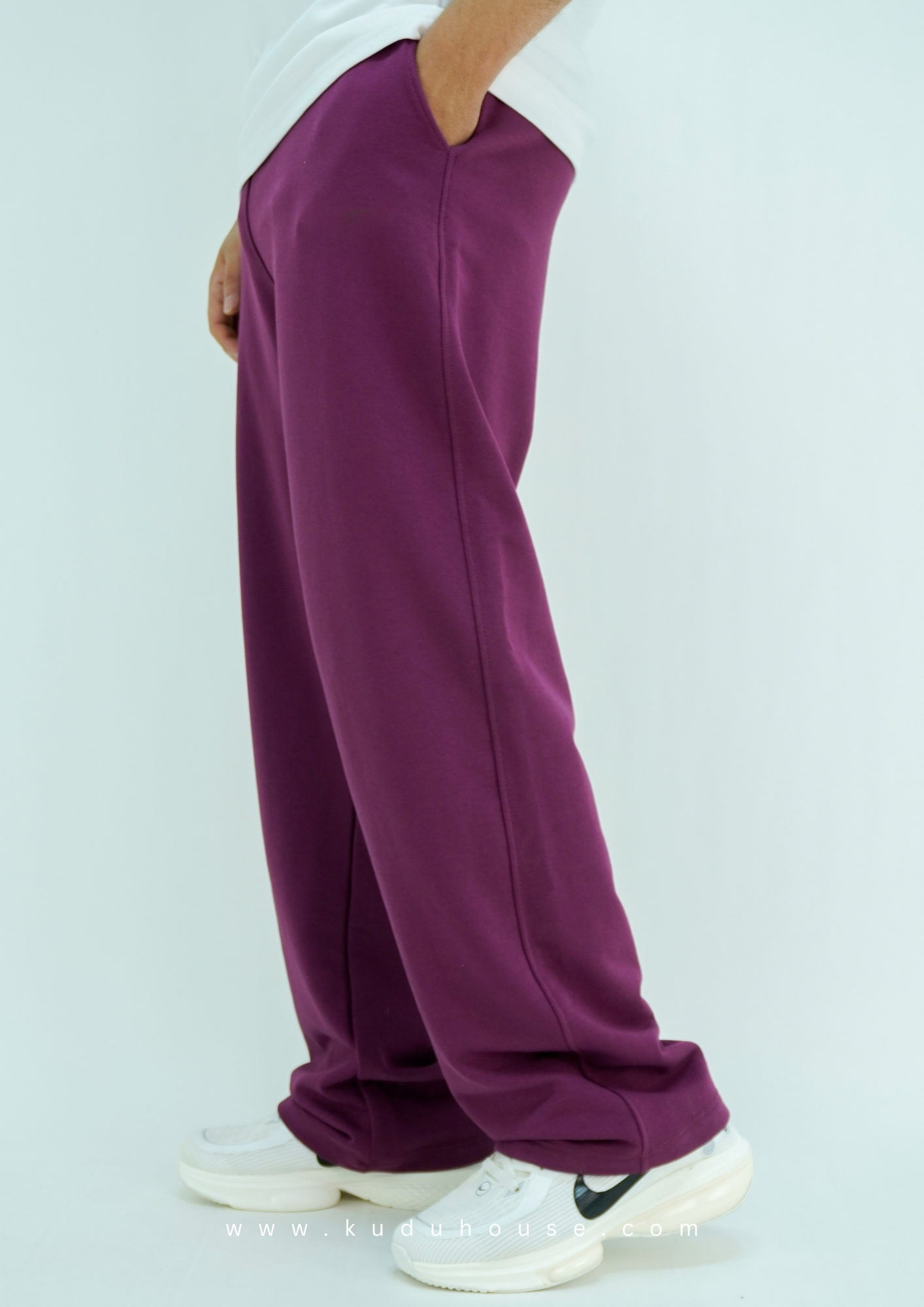 Burgundy - Basic baggy pants