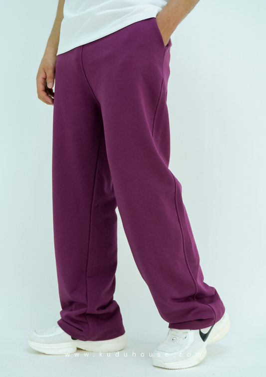Burgundy - Basic baggy pants