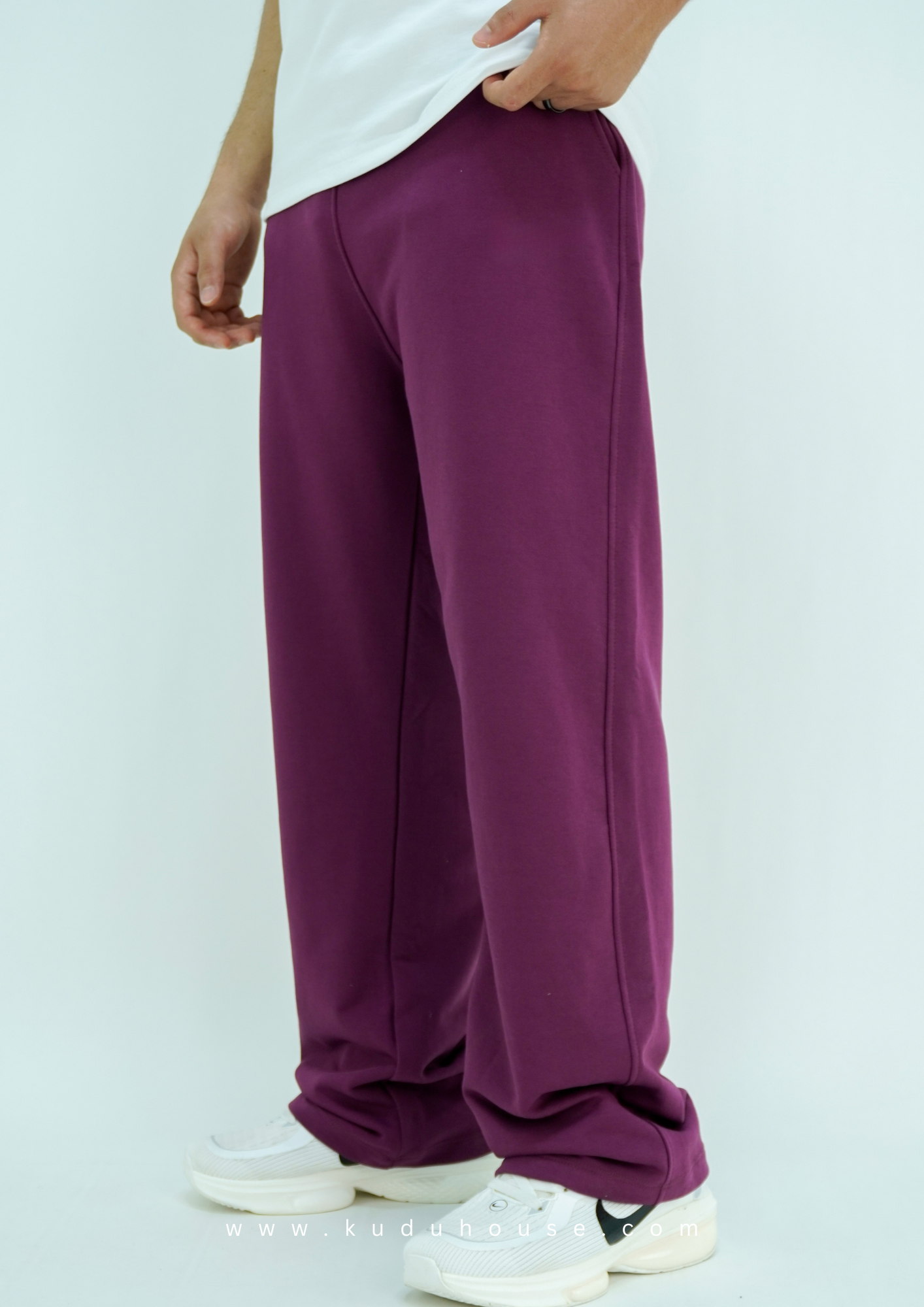 Burgundy - Basic baggy pants