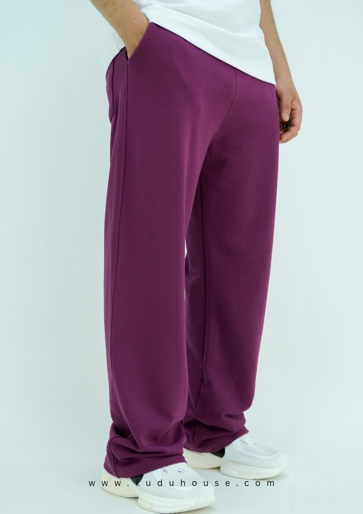 Burgundy - Basic baggy pants